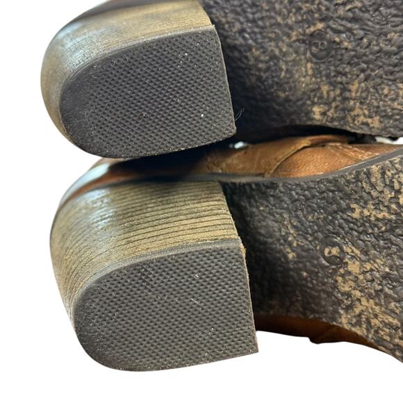 Steve Madden Raleighh Cognac Leather High Chunky Heel Boots Booties Shoes sz 8 - Picture 13 of 16